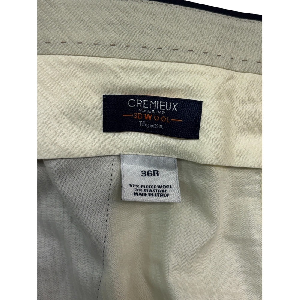 Cremieux 36x30 Black Pants Trousers 3D Wool Italy Italian Fabric Flat Front - Picture 9 of 9